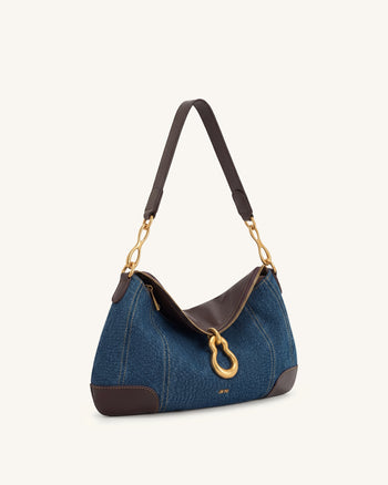Jayla Borsa a spalla decorata con ciondolo in metallo - Denim blu