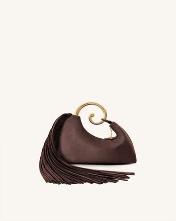 Cleo Borsa con Manico Superiore a Forma di Scatola con Stampa Serpente - Beige