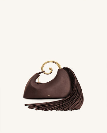 Cleo Borsa con Manico Superiore a Forma di Scatola con Stampa Serpente - Beige