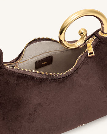Cleo Borsa con Manico Superiore a Forma di Scatola con Stampa Serpente - Beige