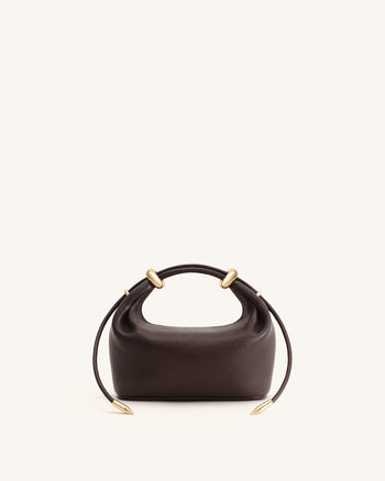 Borsa a Mano con Anello in Metallo Ellie - Marrone Scuro