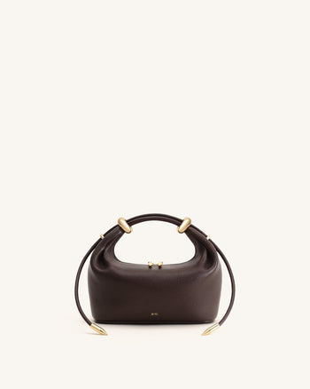 Borsa a Mano con Anello in Metallo Ellie - Marrone Scuro