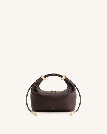 Borsa a Mano con Anello in Metallo Ellie - Marrone Scuro