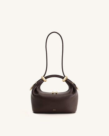Borsa a Mano con Anello in Metallo Ellie - Marrone Scuro