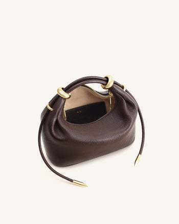 Borsa a Mano con Anello in Metallo Ellie - Marrone Scuro