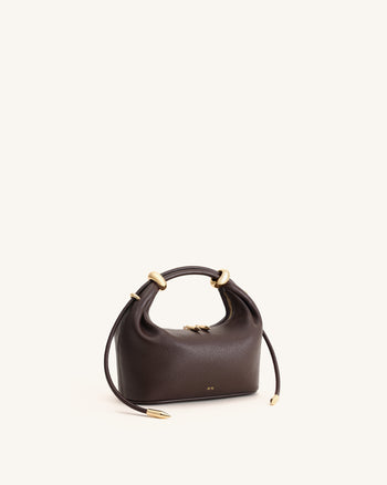 Borsa a Mano con Anello in Metallo Ellie - Marrone Scuro