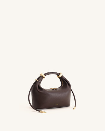 Borsa a Mano con Anello in Metallo Ellie - Marrone Scuro