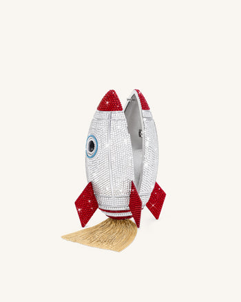 Rocket Forma Pochette Finto Cristallo - Argento