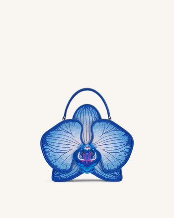 Flora Borsa a mano con manico superiore a forma di orchidea – Blu