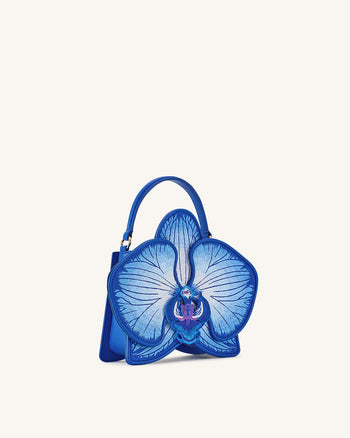 Flora Borsa a mano con manico superiore a forma di orchidea – Blu