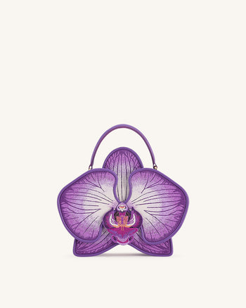 Flora Borsa a mano con manico superiore a forma di orchidea – Viola