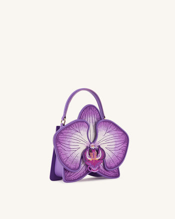 Flora Borsa a mano con manico superiore a forma di orchidea – Viola