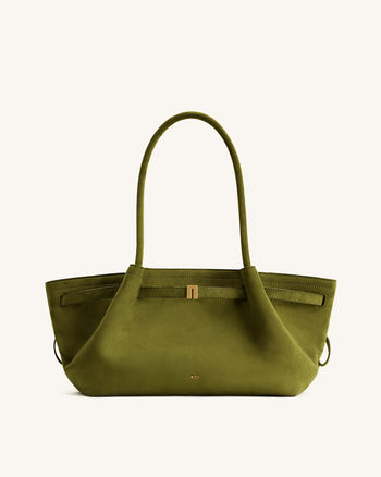 Hana Borsa Tote Ampia in Ecocamoscio - Verde Oliva