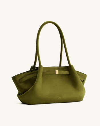Hana Borsa Tote Ampia in Ecocamoscio - Verde Oliva