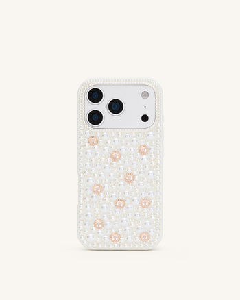 Pearl Custodia per telefono decorata - Bianco