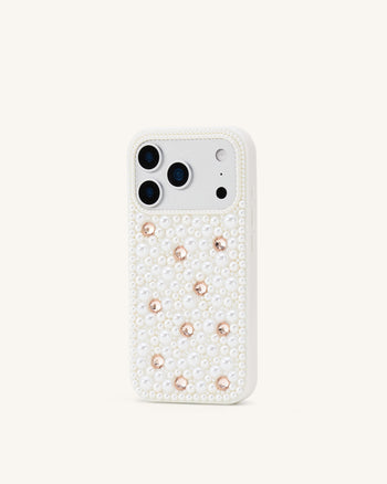 Pearl Custodia per telefono decorata - Bianco