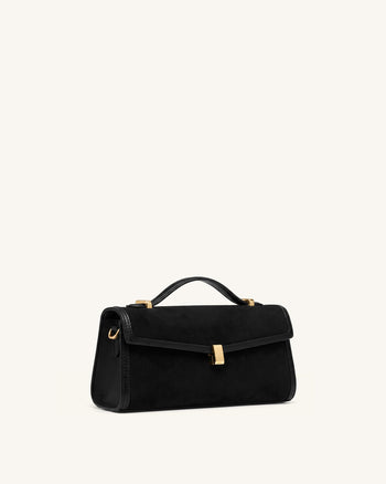 Delphine Borsa a mano in similpelle scamosciata - Nero