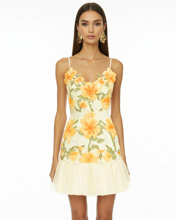 Minidress floreale con spalline sottili - Calendula