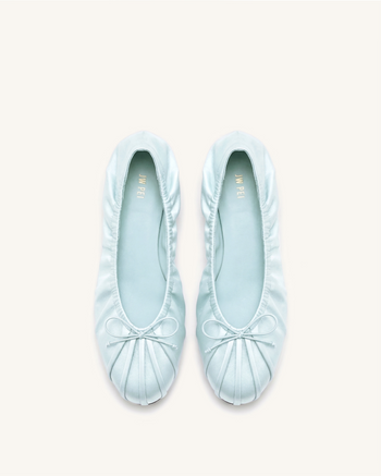 Solenne Ballerine in raso arricciate con coulisse - Blu