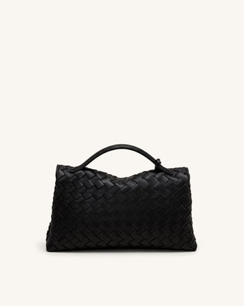Borsa a bustina intrecciata Celeste - Nero