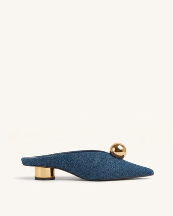 Helena Sabot a punta con sfera dorata - Blu denim