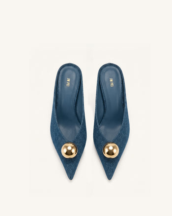 Helena Sabot a punta con sfera dorata - Blu denim