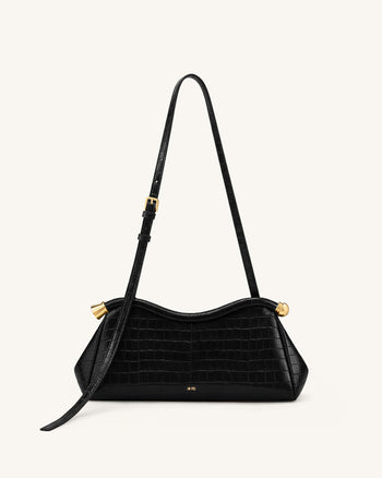 Naomi Borsa a tracolla curva - Coccodrillo nero