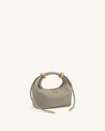 Ellie Borsa a mano in finta pelle scamosciata con anello in metallo - Grigio