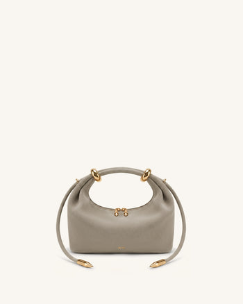 Ellie Borsa a mano in finta pelle scamosciata con anello in metallo - Grigio