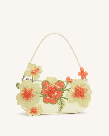Leona Borsa a spalla con perline - Bianco sporco
