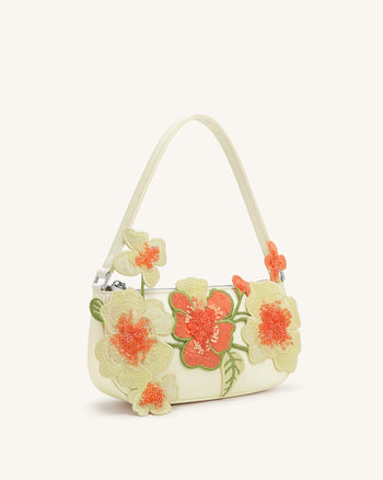 Leona Borsa a spalla con perline - Bianco sporco