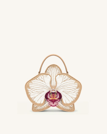 Flora Borsa a mano a forma di orchidea - Champagne