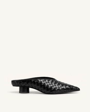 Helena Mule a punta a trama intrecciata - Nero