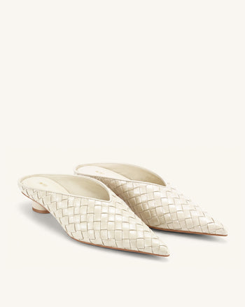 Helena Mule a punta a trama intrecciata - Beige