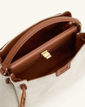 Borsa con manico Carmen in tela - Marrone