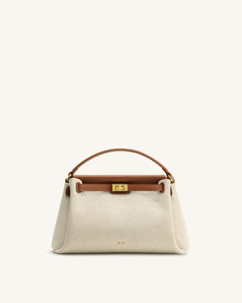 Borsa con manico Carmen in tela - Marrone