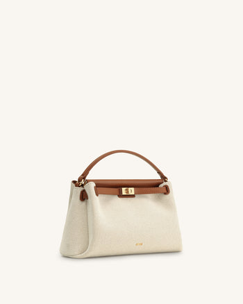 Borsa con manico Carmen in tela - Marrone