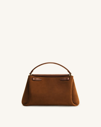 Borsa con manico Carmen in similpelle scamosciata - Marrone