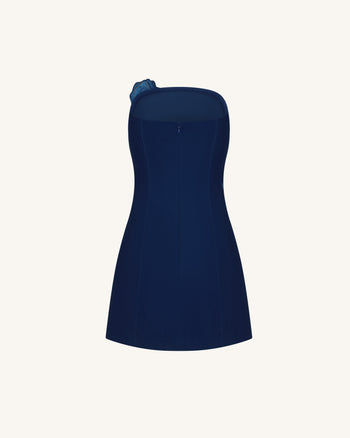 Iris Vestito senza spalline con stampa floreale – Blu navy