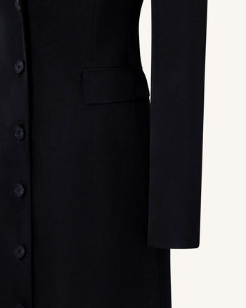 Maxi cappotto aderente con revers e spalle Structured - Nero