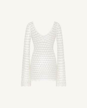 Pointelle Miniabito in maglia con apertura - Bianco