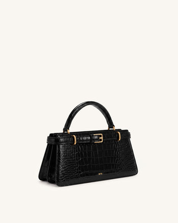 Elena Borsa Classica con Manico Superiore - Nero Coccodrillo