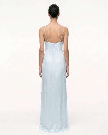 Iris Abito sottoveste in raso con motivo - Azzurro