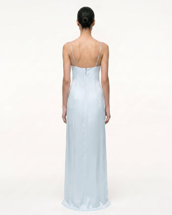 Abito sottoveste in raso con motivo Iris - Celeste