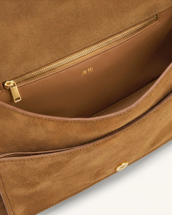 Avery Borsa a spalla in finta pelle scamosciata con frange - Marrone