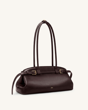 Arden Borsa a spalla East-West con dettaglio cintura - Marrone scuro