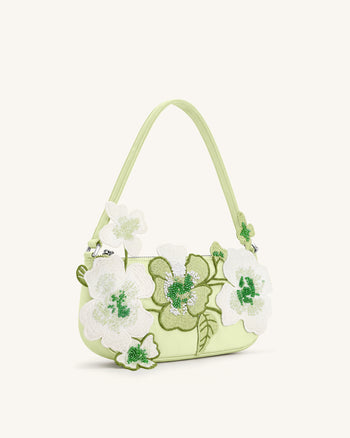 Leona Borsa a spalla con perline - Verde chiaro