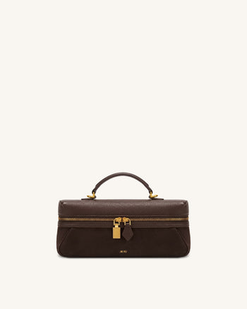 Cleo Borsa vanity in similcamoscio - Marrone scuro