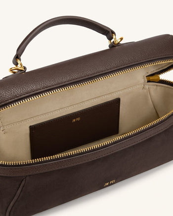 Cleo Borsa vanity in similcamoscio - Marrone scuro