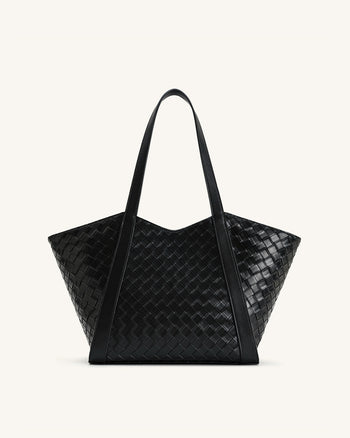 Kiana Borsa Tote a Grande Capacità con Texture Intrecciata - Nera